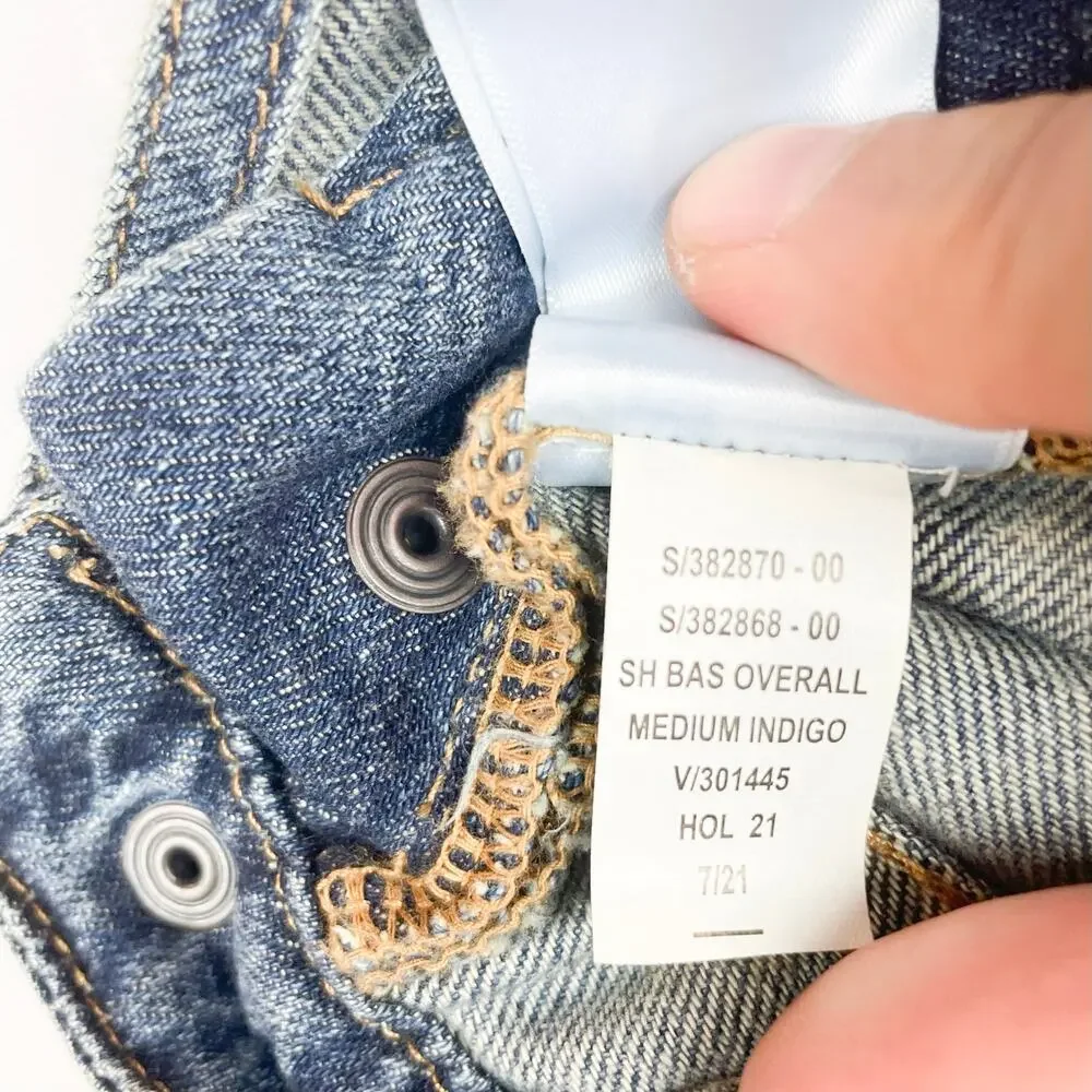 GAP Kids Distressed‎ Jean Overalls L Medium Indigo Denim
